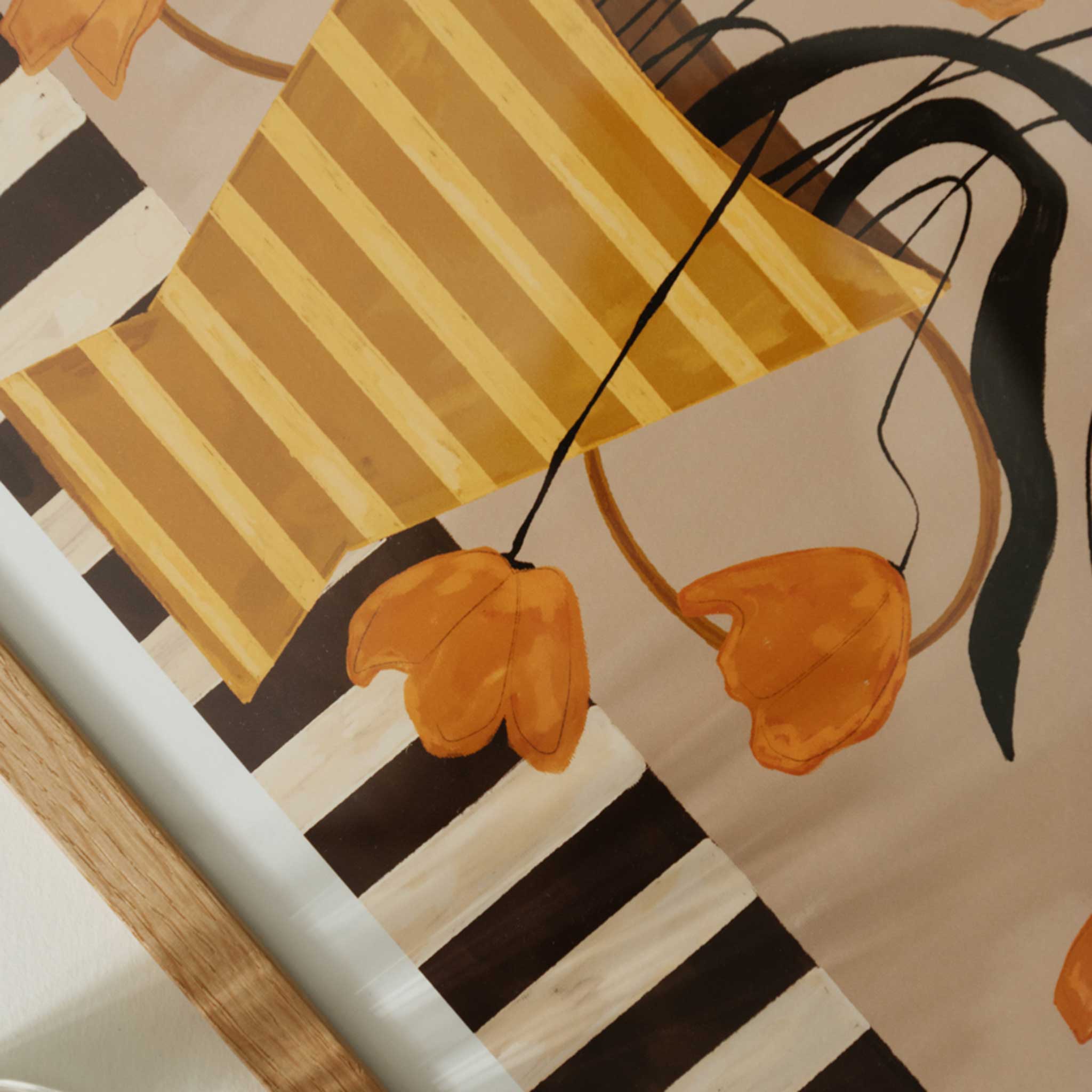 The Poster Club アートポスター 30×40cm Flowers in Yellow Striped