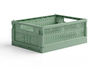 made crateはデンマークのブランドです。100%リサイクルされた環境にやさしいプラスチック廃棄物から作られた折りたたみ箱を製造しています。3つの異なるサイズの箱は積み重ねることができ、無限の創造的な組み合わせが可能になります。またカラーリングが非常にユニークでよくあるシンプルな単色とは違い、北欧らしい優しいペールトーンが独特で印象的です。