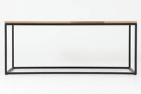 【訳ありアウトレット品】チーク材の辺材を使ったスクエアなアイアンローテーブル☆北欧インテリア CHLOROS