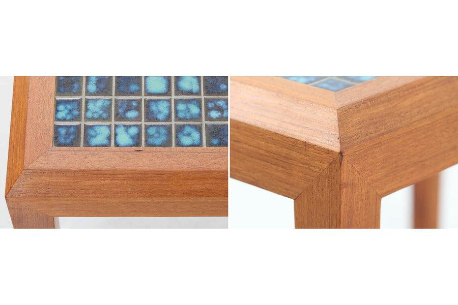 テーブルとプランターが一体型になった珍しいモデルです。サイドテーブルとしてはもちろん、天板にはタイルが張られていますので、飾り棚としてもご使用いただけます。フレームにはチーク材が使用されいます。