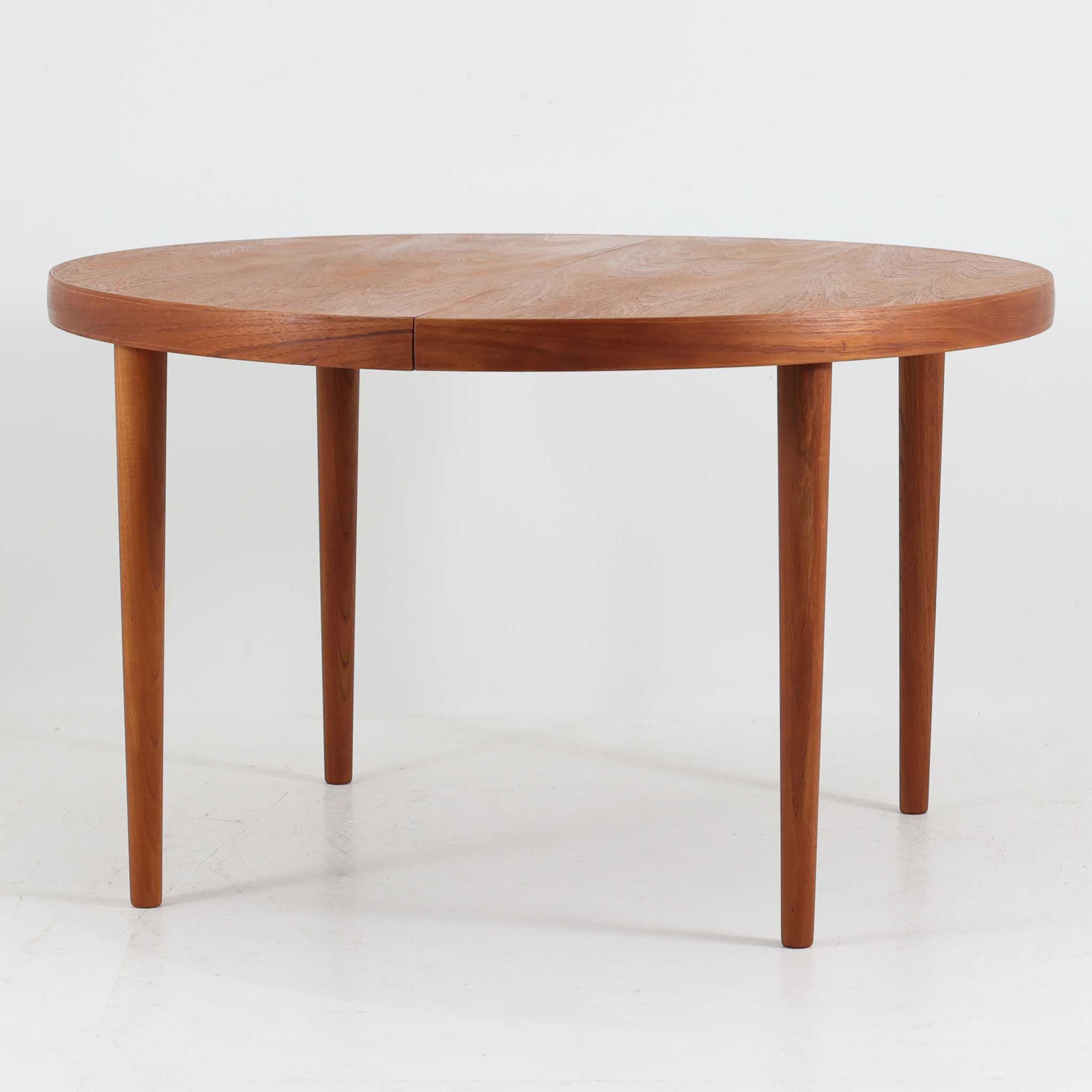 円形エクステンションダイニングテーブル チーク 直径120cm デンマーク