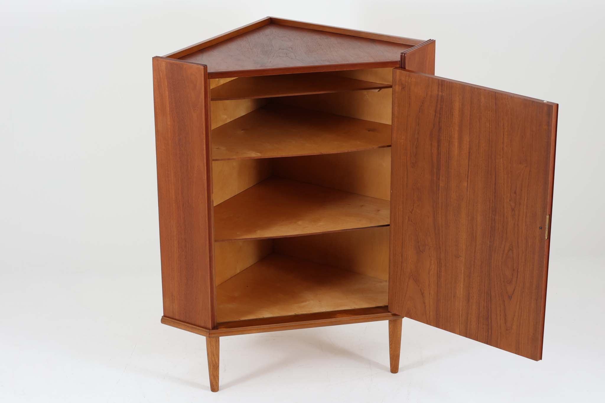 コーナーキャビネット/シェルフ チーク×オーク材 北欧家具ビンテージ