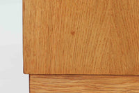 Hundevad & Co社製の小ぶりな蛇腹キャビネットです。蛇腹式の扉を採用することで、扉が本体内部に収まり、内部の収納スペースを最大限に活用できます。また、引き出しが取り付けられており、機能性も兼ね備えています。本体には高品質なオーク材が使用されており、堅牢さと美しさが際立っています。