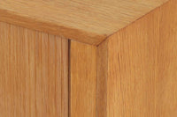 Hundevad & Co社製の小ぶりな蛇腹キャビネットです。蛇腹式の扉を採用することで、扉が本体内部に収まり、内部の収納スペースを最大限に活用できます。また、引き出しが取り付けられており、機能性も兼ね備えています。本体には高品質なオーク材が使用されており、堅牢さと美しさが際立っています。