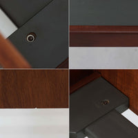 Hans J. Wegnerがデザインし、Getama社によって製造されたこちらのシングルベッドフレームは、チーク材とブラックの合皮パネルが上品に調和した、北欧ビンテージならではの美しい佇まいが魅力です。ヘッドボードにはブラックガラスを載せた引き出し付きのナイトテーブルが備えられていますが、取り外しが可能な構造となっており、空間や用途に応じて柔軟にレイアウトできます。堅牢なスノコ構造で寝具の通気性にも優れ、実用性とデザイン性を兼ね備えた一点です。