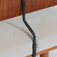 Severin Hansen Jr.(セヴェリン・ハンセン)によるデザインで、Haslev社から発表されたソファベッドです。繊細な脚部やチーク材のフレームにハンセンらしいシャープなラインが際立ち、軽やかで洗練された印象を与えます。背もたれは回転させることで、簡単に位置を変えることができ、シーンに合わせてソファとしてもデイベッドとしてもお使いいただける実用的な構造です。張地には落ち着いたトーンのファブリックを用い、北欧らしい穏やかな空気感を演出。経年により艶を増したチーク材の風合いが、上質なビンテージ家具の存在感を際立たせています。