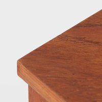 三角形のユニークなフォルムが目を引くこちらのコーナーキャビネットは、デンマーク製の北欧ビンテージ家具です。チーク材の温もりある木肌と、鍵付きのシンメトリーな扉が上品な佇まいを演出します。内部には棚板が2枚設けられており、日用品や雑貨などの収納に実用的。空間の角にすっきりと収まる設計は、デッドスペースを活かしながら、インテリアに程よいアクセントを加えてくれます。シンプルながら希少性を感じさせる一台です。