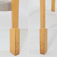 フィンランドを代表する建築家Alvar Aaltoがデザインし、Artek社から発表されたNo.611ダイニングチェアです。フレームには明るく滑らかな質感が魅力のバーチ材を使用し、座面と背もたれにはリネン製のウェビングテープを格子状に編み込むことで、軽やかな印象と快適な座り心地を実現しています。経年により深みを増したバーチ材の色味が味わい深く、シンプルながらも機能美に満ちた佇まいは北欧デザインの真髄を体現した一脚です。