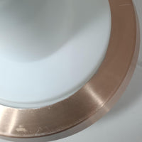 デンマーク製のペンダントライト、直径25cmです。ガラスシェードにチーク材とアルミのパーツを組み合わせた構造は、素材の質感を引き立てながら温かみのある北欧らしいデザインを感じさせます。ガラス越しに広がる柔らかな光は空間を優しく照らし、ダイニングやリビングの照明として心地よい雰囲気を演出します。経年によって深みを増したチーク材や金属部分の風合いはビンテージ品ならではの魅力であり、現行品にはない独自の存在感を楽しめる逸品です。