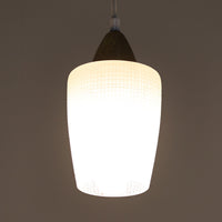 繊細なテクスチャーが施されたガラスシェードと、上部にあしらわれた真鍮パーツが上品に調和した直径11cmの小ぶりなペンダントライトで、柔らかい光がガラス越しに拡散し、空間に温かみのある雰囲気をもたらす北欧ビンテージ品です。控えめなサイズながら経年で深まった真鍮の風合いが個性を引き立て、玄関や洗面、キッチンカウンターなど小空間のアクセント照明として取り入れやすいデザインとなっています。クラフト感のあるガラスの質感が灯りに心地よい揺らぎを生み、単体でも複数灯でも美しくコーディネートできる点も魅力です。