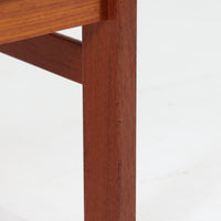 スウェーデンのデザイナー、カール・ヨハンソンによるデザイン、Bogaryds Mobler社製のチークキャビネットです。直線的なフォルムの中に、角の丸みや丁寧に仕上げられた框扉が柔らかさを添えています。チーク材の深みある色合いと美しい木目が上質な印象を与え、脚部を備えた軽快なデザインは空間に圧迫感を与えません。内部は棚板付きで収納力も高く、リビングや書斎など多用途に活躍する北欧ビンテージ家具です。