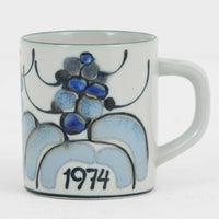 ロイヤルコペンハーゲンが誇る特別なコレクションであるイヤーマグ。1967年から2014年まで毎年制作され、その年のために選ばれたアーティストによってデザインされました。1986年までは熟練した職人によるハンドペイントで絵付けされており、手作業ならではの温かみと、一つひとつ異なる表情が魅力です。1987年以降はプリントで描かれるようになり、より洗練されたモダンなデザインが楽しめます。時代を超えて愛されるイヤーマグは、その年を彩ったアーティストの感性や、当時の時代背景を映し出す貴重なコレクションです。ご自身や大切な人の生まれた年のマグを探したり、記念の年を祝う特別なギフトとして選んだりするのも素敵です。