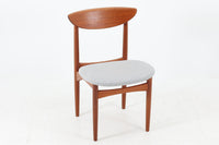 KurtOstervigによるチェアです。座面の位置が少し前、側幕板は後脚の少し下側へととりつけられており、座面が浮いた様なすっきりとした印象を受けます。良質なチーク材が使用されており、重厚な背板は座り心地も良く、現地デンマークでも見かける事が少ない希少な逸品です。