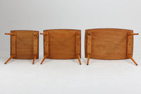 北欧より買い付けたネストテーブルです。シンプルなデザインで、天板には良質なチーク材が贅沢に使用されています。使わない時はすっきりと収納出来る、北欧のスタンダードアイテムです。チーク材とビーチ材の組み合わせが素敵です。