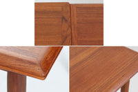 北欧より買い付けたエクステンションダイニングテーブルです。本体と拡張板の縁の重なり方が見事なデザインです。片方だけ拡張板を広げて使用可能です。