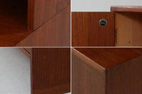 北欧より買い付けたHansJ.Wegnerデザインのブックシェルフです。彼のキャビネット類を数多く手がけたRYmobler社製の本棚です。シンプルなデザインながらも要所要所にウェグナーらしいデザインが施してあり、実用性にも優れている逸品です。本体がチーク材(足摺りのみオーク材)の希少なモデルです。