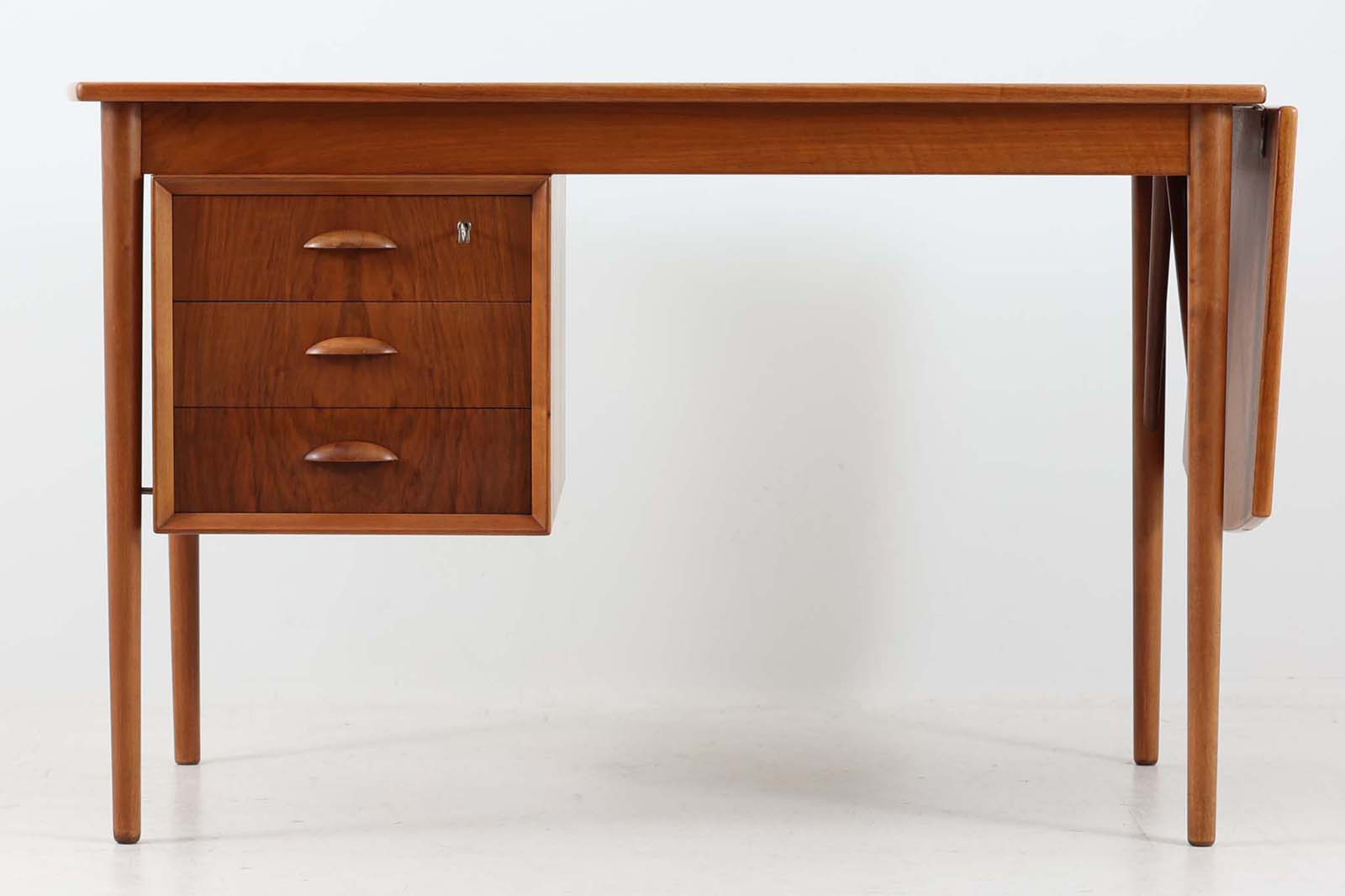 デンマーク製 希少な拡張式片袖デスク チーク×ビーチ材 北欧家具