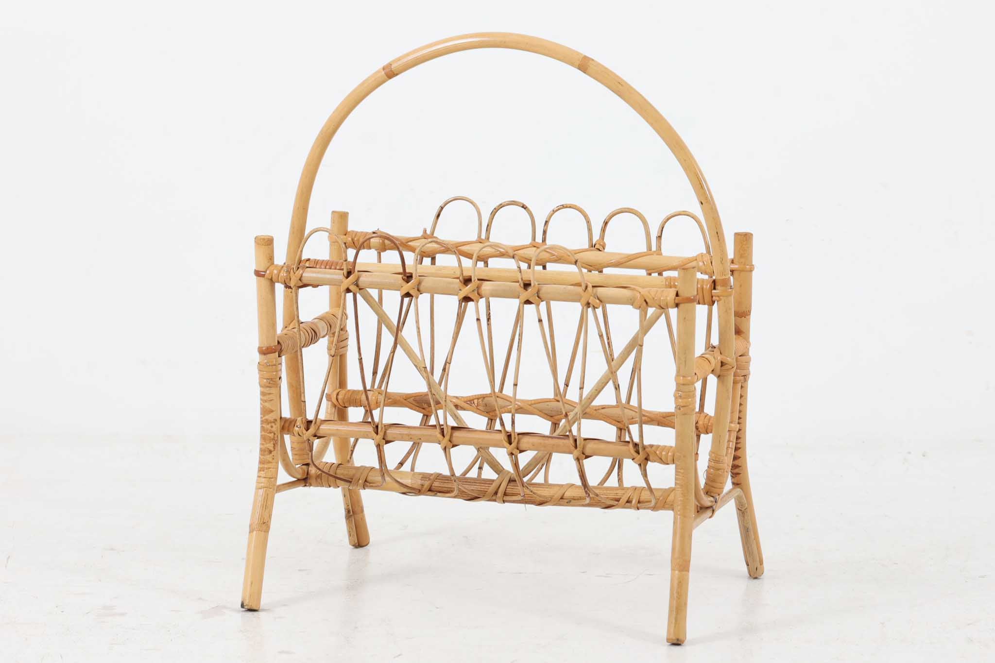 デンマーク 北欧ヴィンテージ ラタン マガジンラック 北欧雑貨 籐