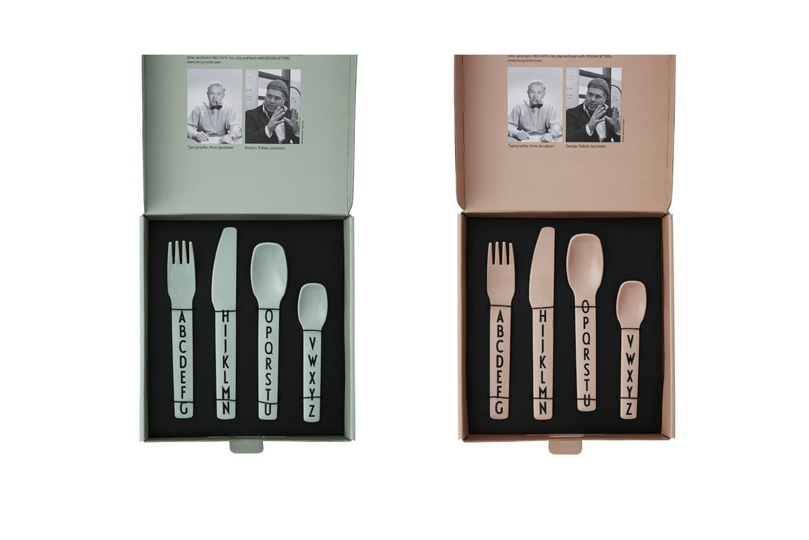 2009年創立のデンマークブランド「DESIGNLETTERS（デザインレターズ）」は、タイポグラフィを洗練されたデザインプロダクトに仕上げ、今までにないインテリア分野を創り出してきました。デンマークを代表する建築家、アルネ・ヤコブセンが1937年にデンマークのオーフス市庁舎の内部サインのために手描きで生み出した美しいタイポグラフィを食器やステーショナリーに応用したコレクションや、国内外で活躍するデザインユニット、e-Typesによる表示用レターシリーズなど、現代的なアイテムが世界各国で人気を博しています。2016年の最新コレクションでは、アルネ・ヤコブセンの代表建築、SASロイヤルホテルに関する復刻品や、彼が残したお花のスケッチをモチーフとしたプロダクトを続々と発表するなど、これまであまり知られてこなかったアルネ・ヤコブセンの新たな魅力の再発見にも貢献しています。