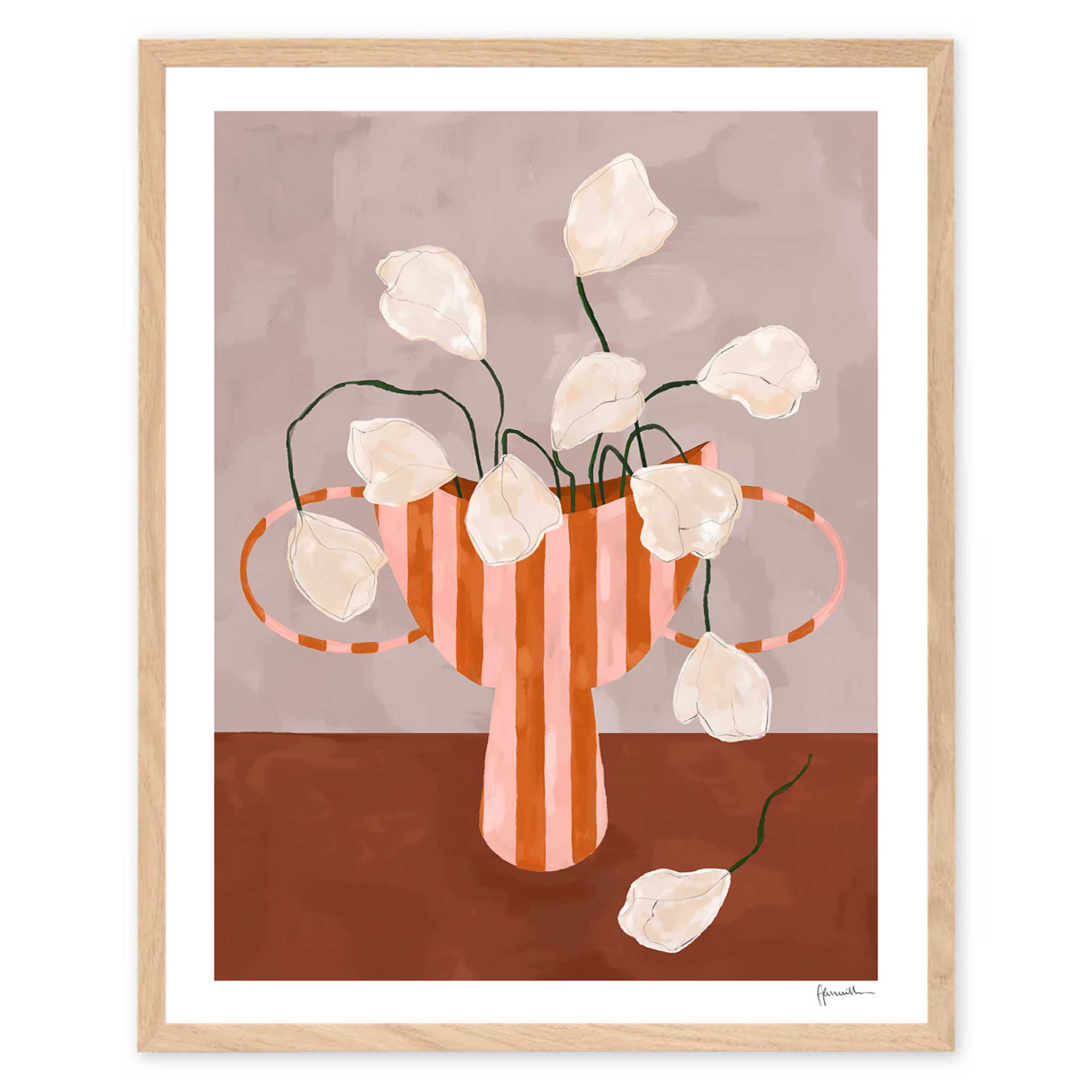 The Poster Club アートポスター 40×50cm White Flowers in Striped