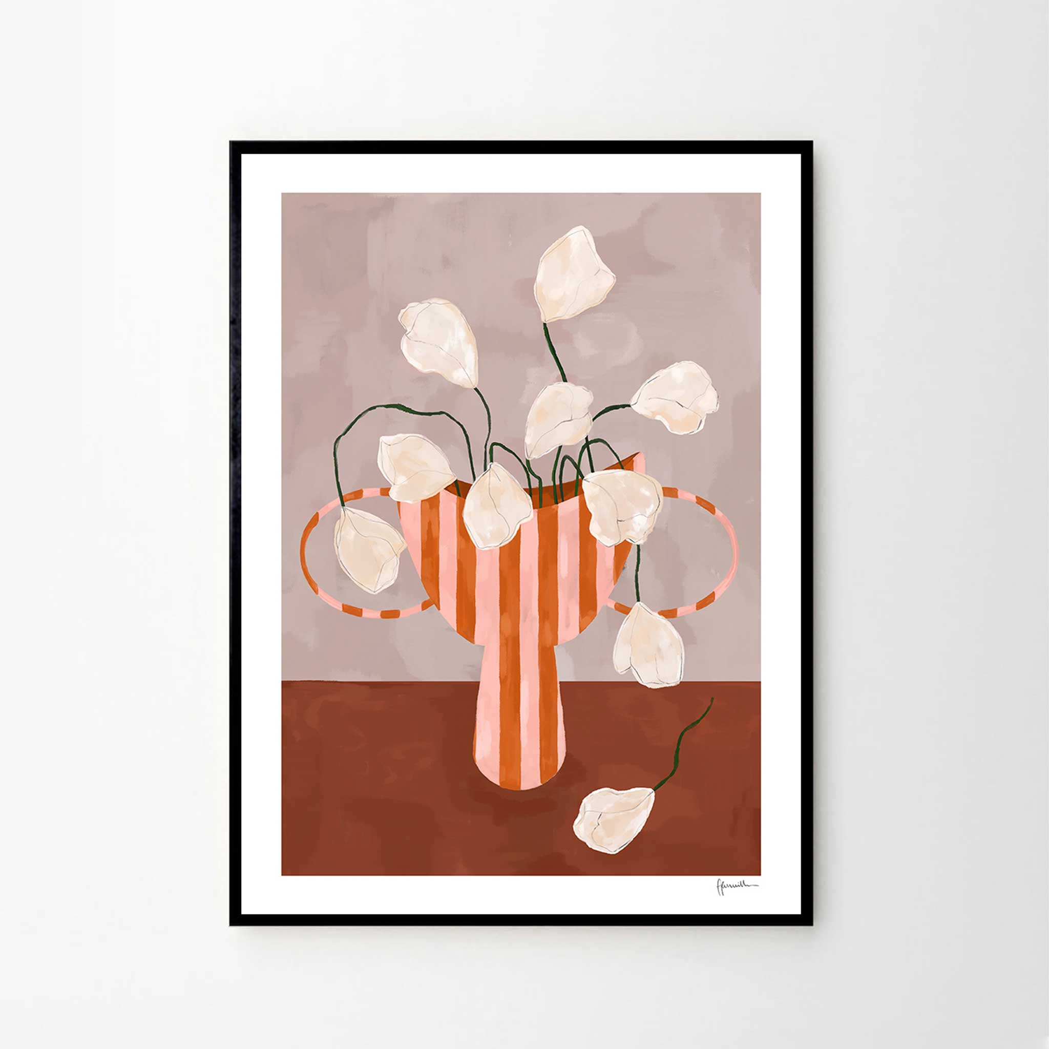The Poster Club アートポスター 40×50cm White Flowers in Striped