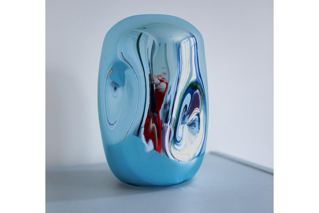 HKliving 青いクロームカラーのフラワーベース 高さ21cm 花瓶