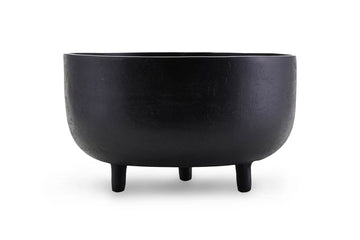 アルミニウム製　マットブラックのミニマルな脚付きプランター/フラワーポット　Jela　高さ16cm