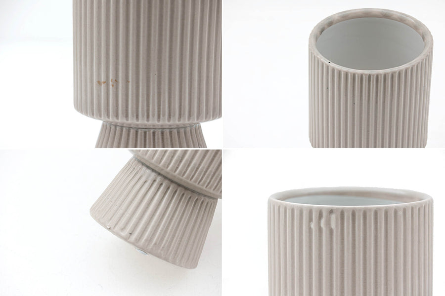 ストライプデザインのフラワーベース　MULL　Sサイズ　高さ14cm　サンド