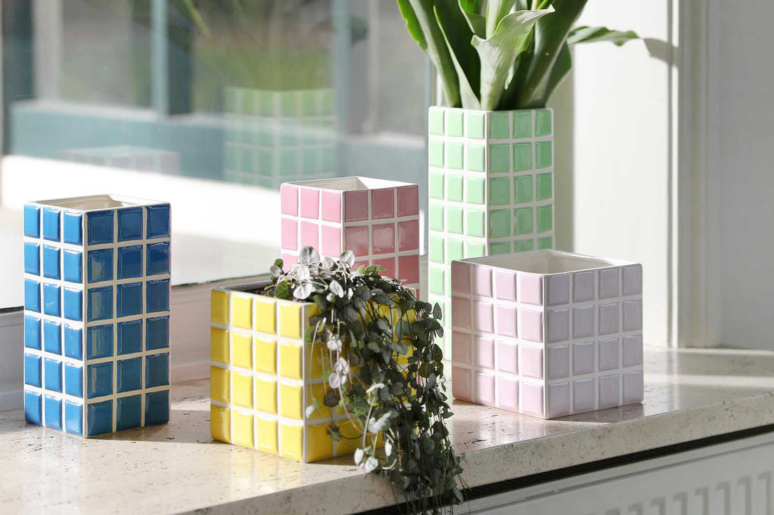 &Klevering アンドクレベリン フラワーベース TILE ピンク 高さ