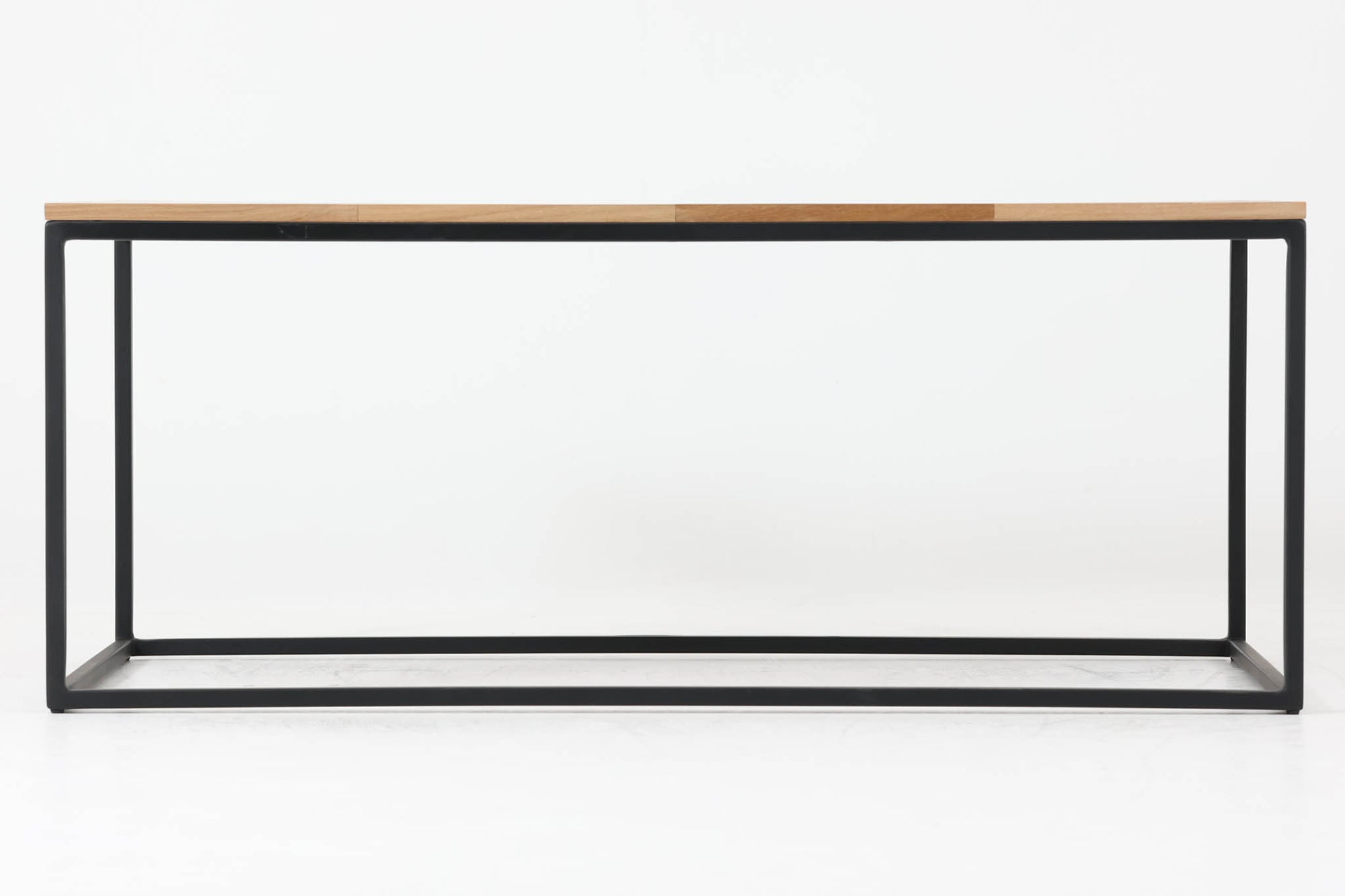 【訳ありアウトレット品】チーク材の辺材を使ったスクエアなアイアンローテーブル☆北欧インテリア CHLOROS