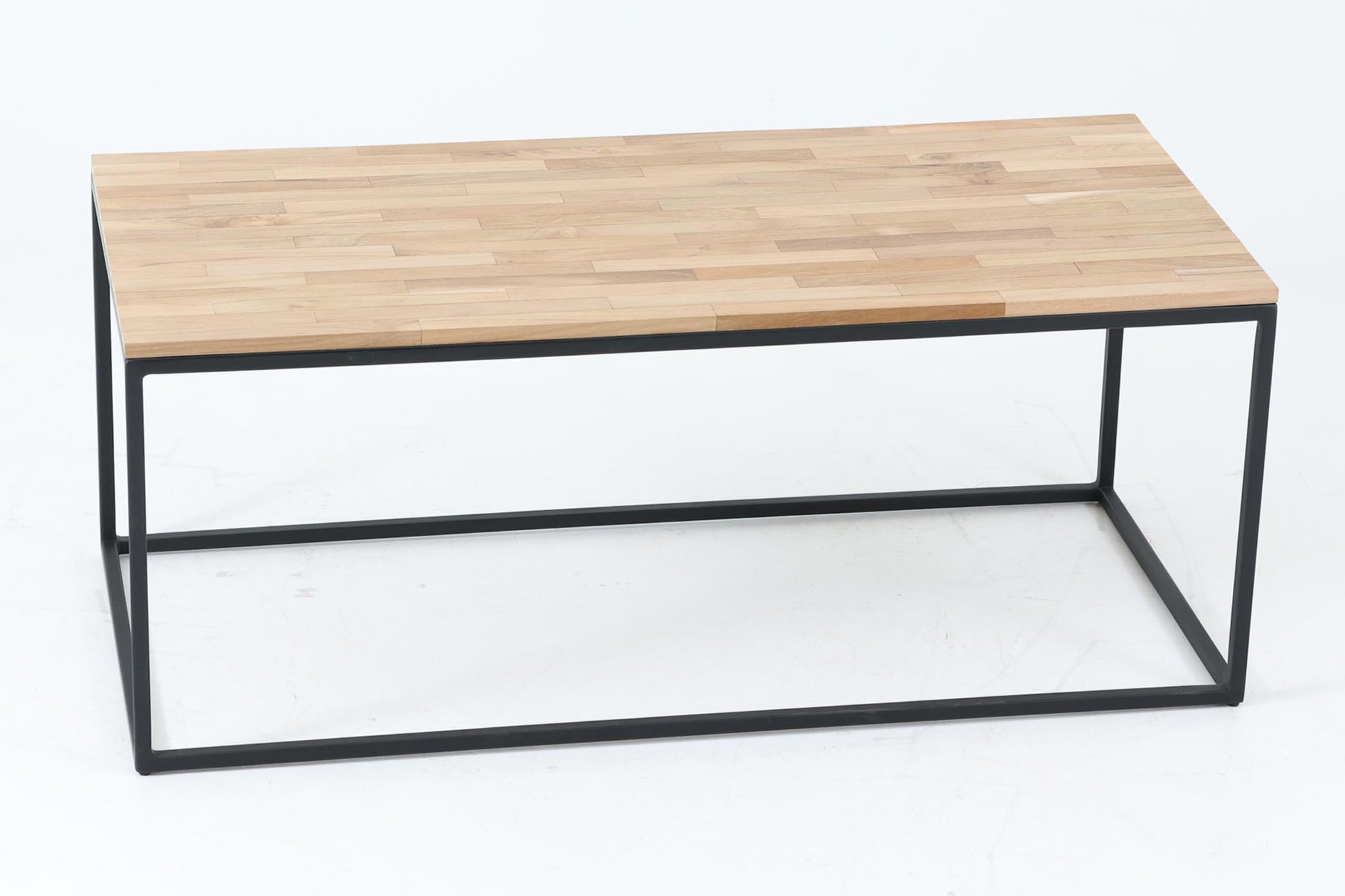 【訳ありアウトレット品】チーク材の辺材を使ったスクエアなアイアンローテーブル☆北欧インテリア CHLOROS