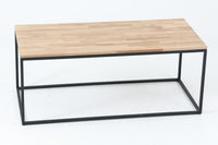 【訳ありアウトレット品】チーク材の辺材を使ったスクエアなアイアンローテーブル☆北欧インテリア CHLOROS