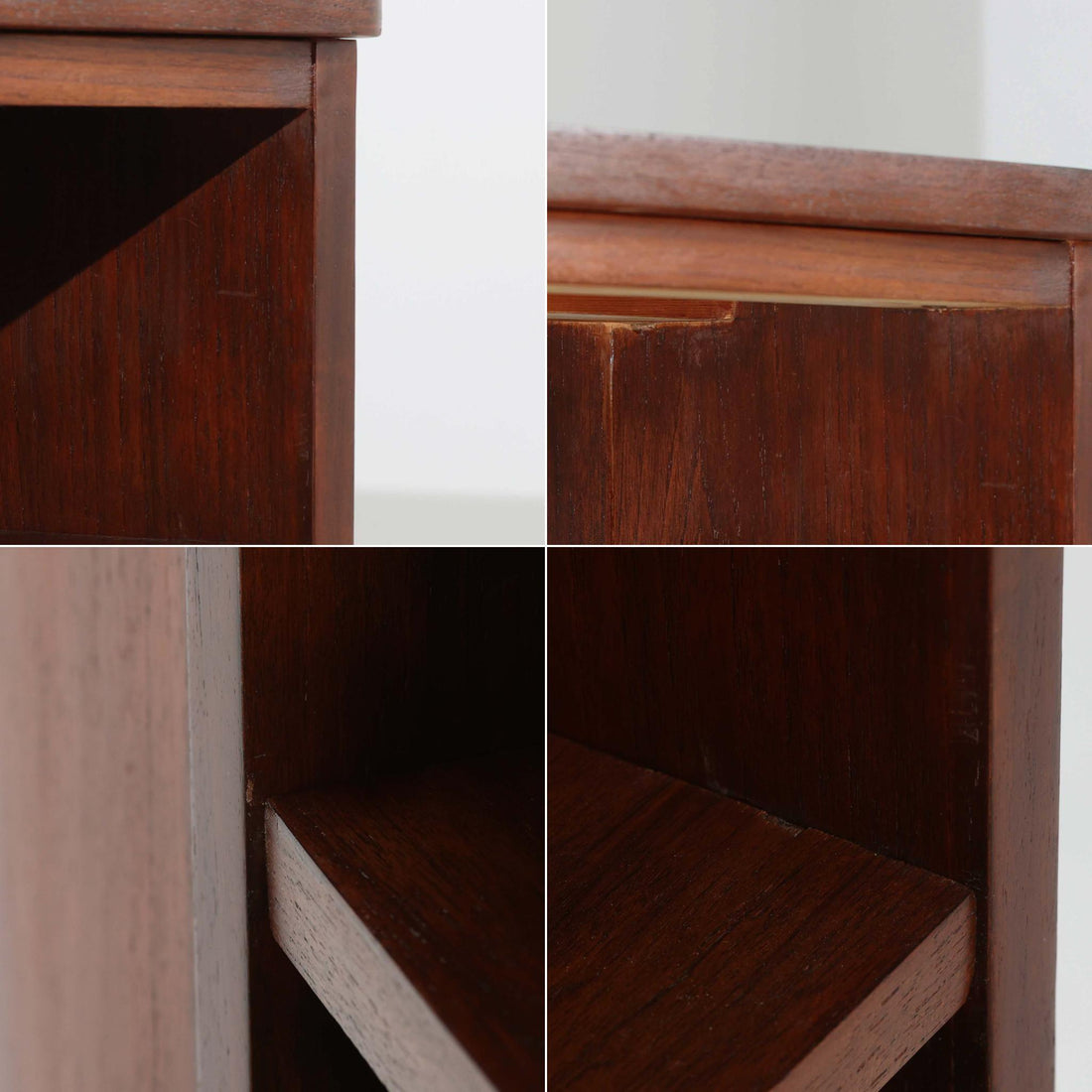 デンマーク製キドニーデスクです。緩やかな曲線を描く天板と、右側に配された蛇腹扉収納が特徴的な美しいデザインで、北欧モダンの洗練された造形美が感じられます。上質なチーク材が用いられ、深みのある色合いと木目が経年により一層味わいを増しています。背面にも収納棚を備えており、空間の中央に置いても様になる造りです。書斎デスクとしてはもちろん、ショップのカウンターや作業台としても活躍する存在感のある一台です。