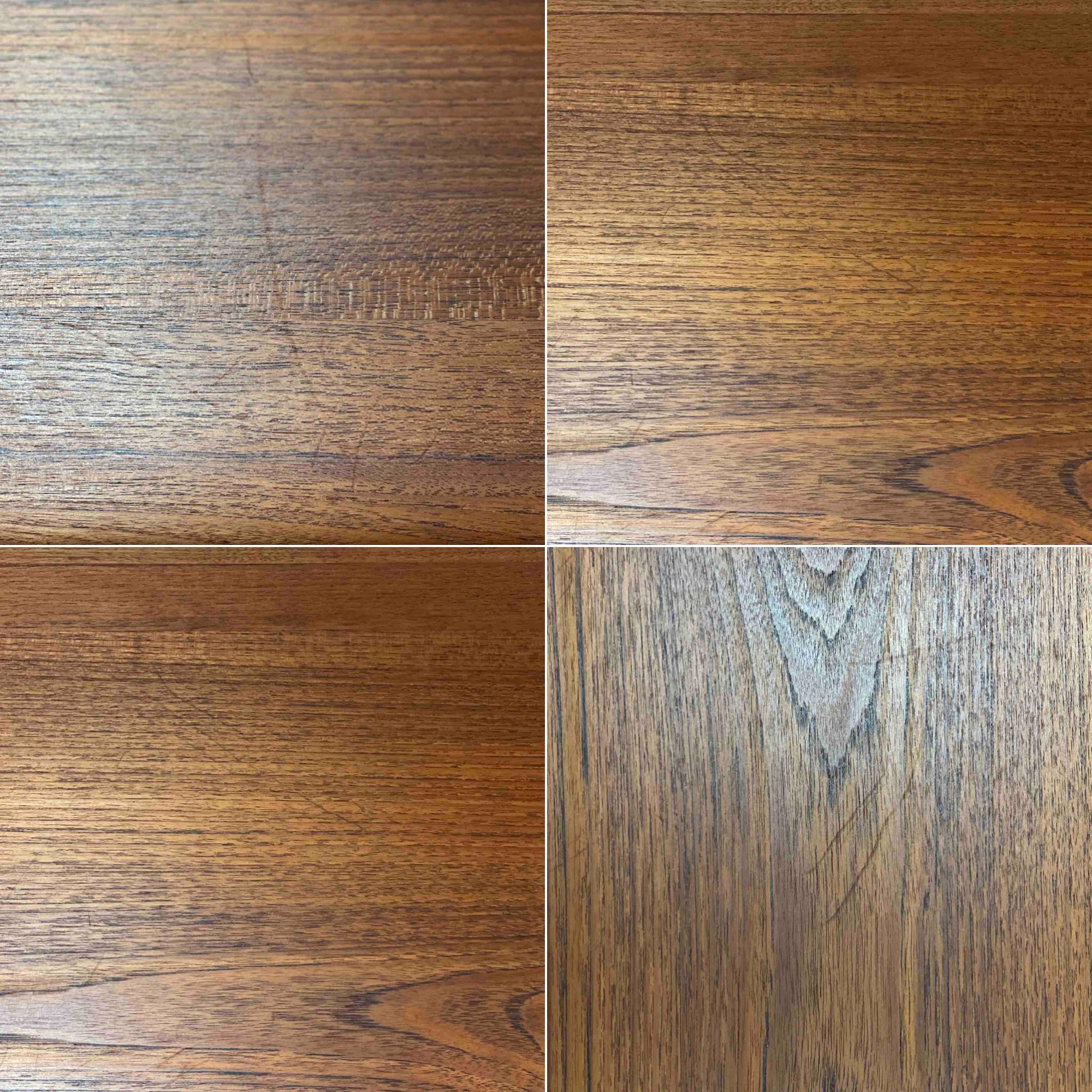 チーク材の温かみある風合いと洗練されたシルエットが魅力のエクステンションダイニングテーブルです。デザイナーは不明ですが、脚部や拡張板の形状など、細部にまでこだわりが感じられる上質な一品です。