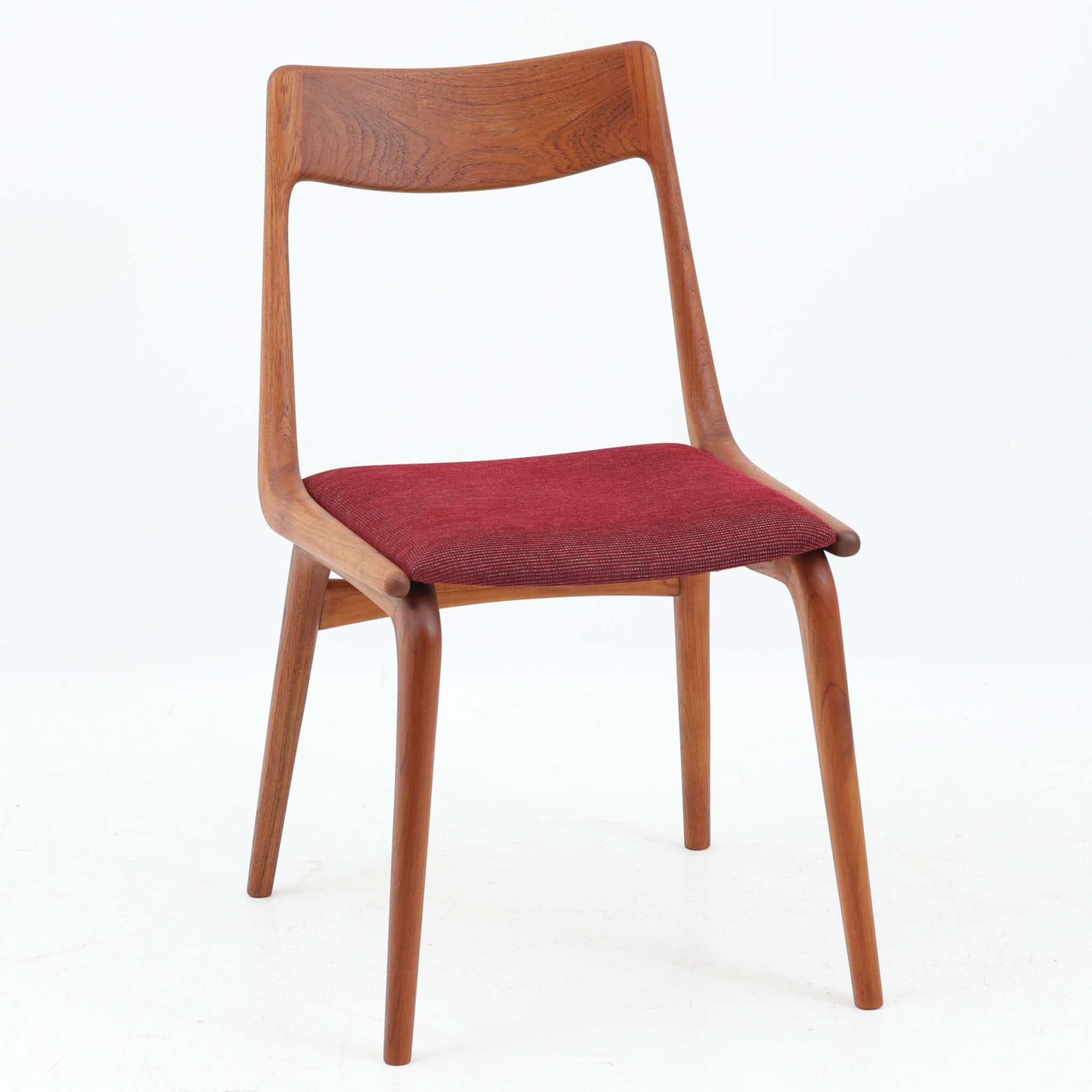 クラシック赤ベルベットダイニングチェア② Alfred Christensen ダイニングチェア Model 370 チーク材 Slagelse