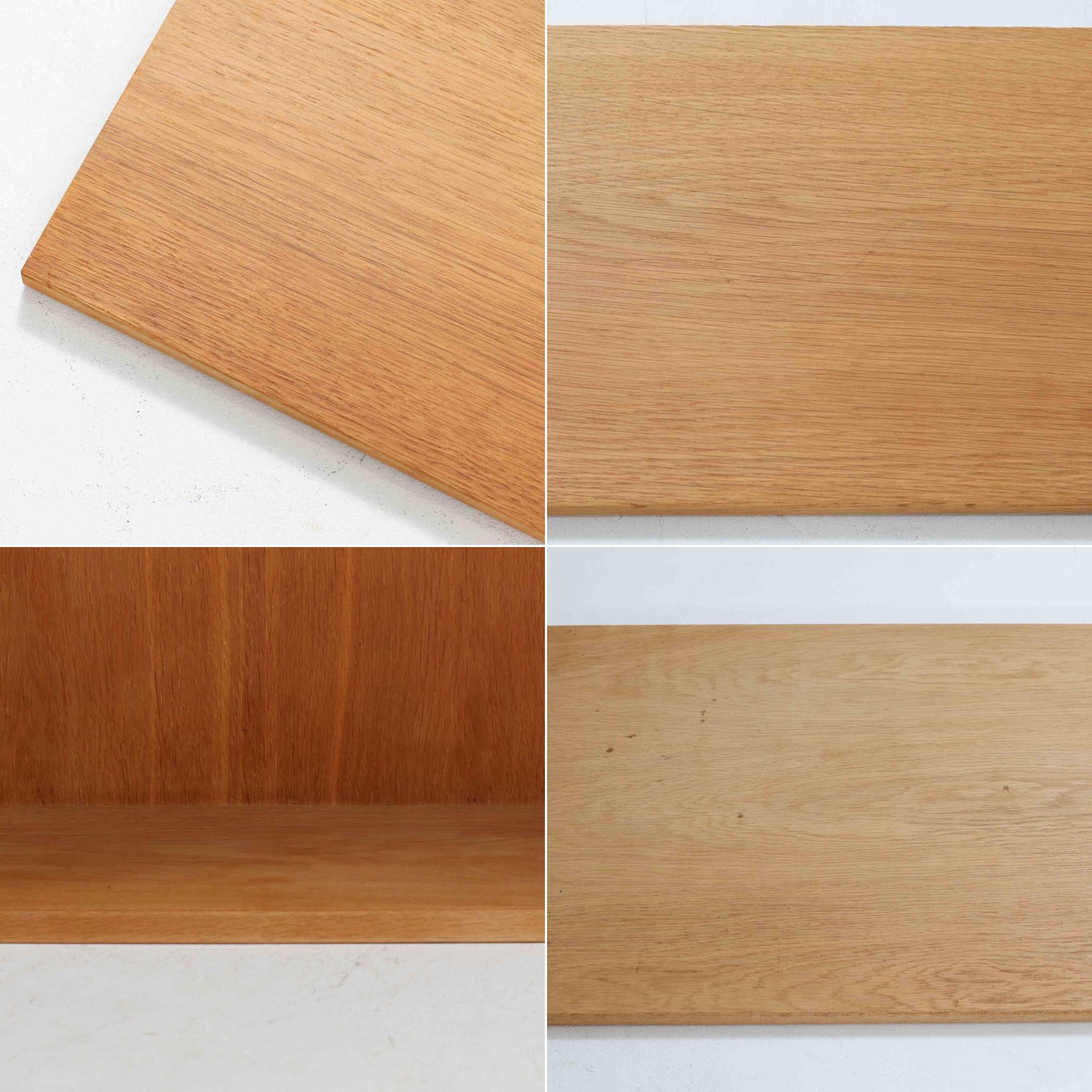 スウェーデンのKarl Andersson社より、Borge Mogensenによってデザインされたディスプレイシェルフは、端正な佇まいと機能性を兼ね備えた北欧ビンテージ家具です。オーク材の温もりある質感と美しい木目が魅力で、上段は可動棚付きのオープンシェルフ、下段には丸い掘り込み取手がアクセントとなった引き戸収納が配されています。文庫本や器、日用品の整理に最適で、暮らしの中で永く使い続けられる名作です。