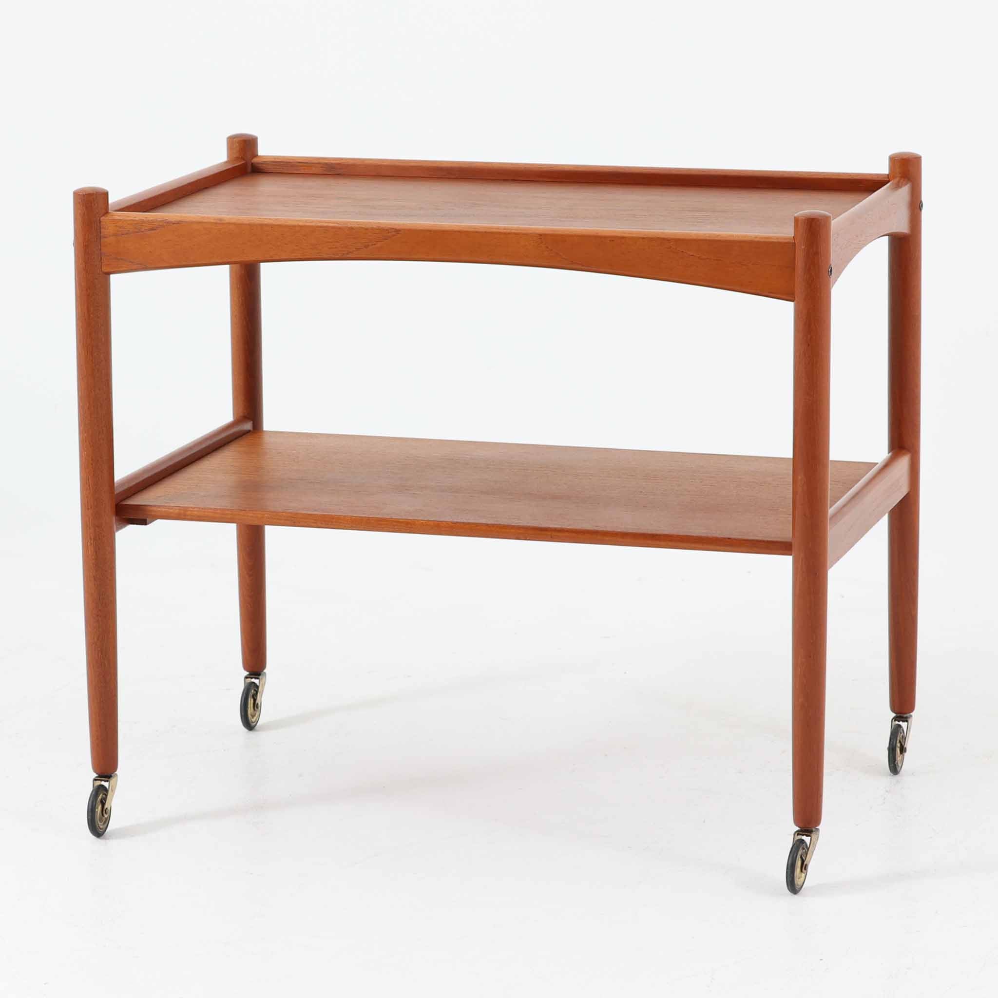 キャスターワゴン チーク 幅71cm デンマーク製 北欧ビンテージ家具/DK18532