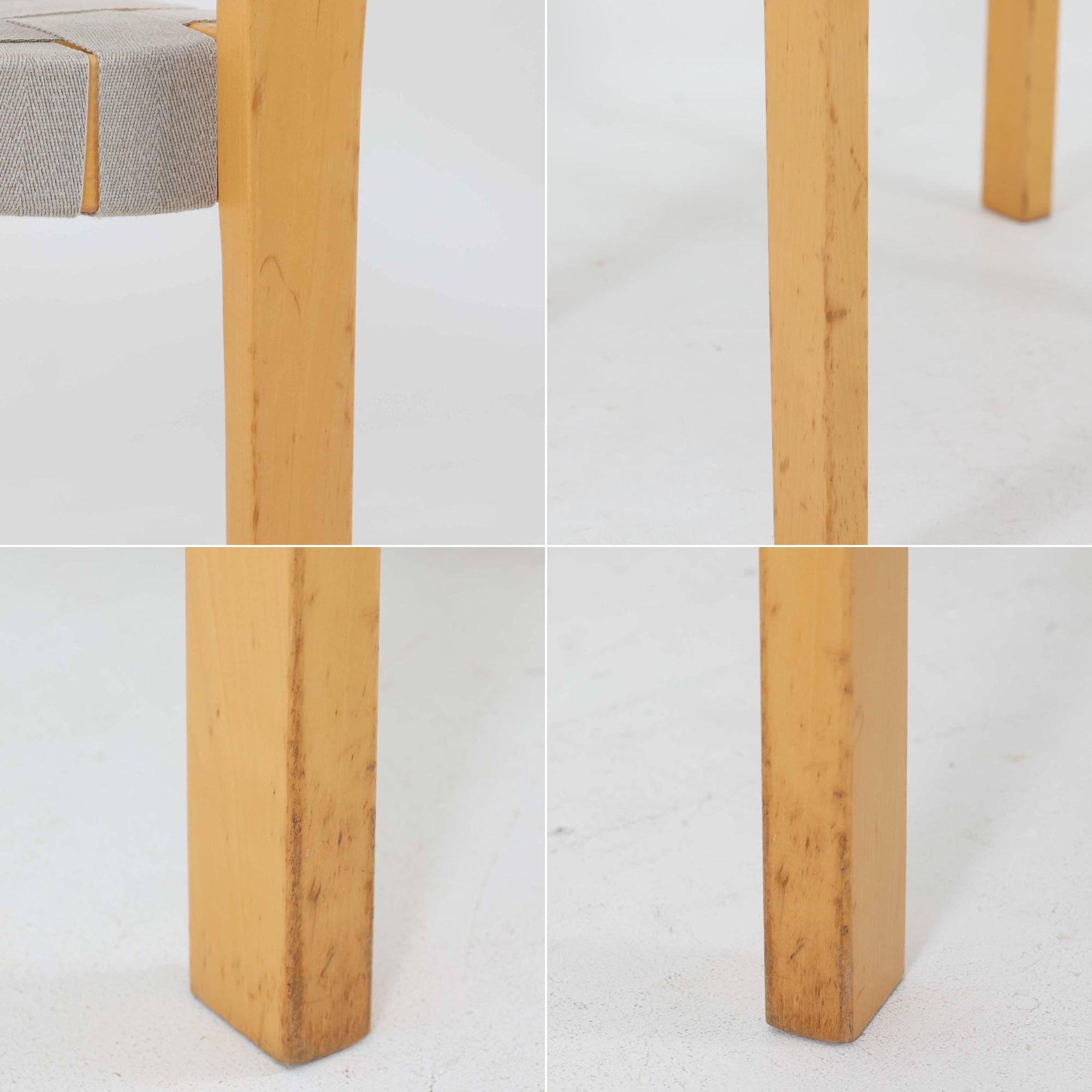 フィンランドを代表する建築家Alvar Aaltoがデザインし、Artek社から発表されたNo.611ダイニングチェアです。フレームには明るく滑らかな質感が魅力のバーチ材を使用し、座面と背もたれにはリネン製のウェビングテープを格子状に編み込むことで、軽やかな印象と快適な座り心地を実現しています。経年により深みを増したバーチ材の色味が味わい深く、シンプルながらも機能美に満ちた佇まいは北欧デザインの真髄を体現した一脚です。