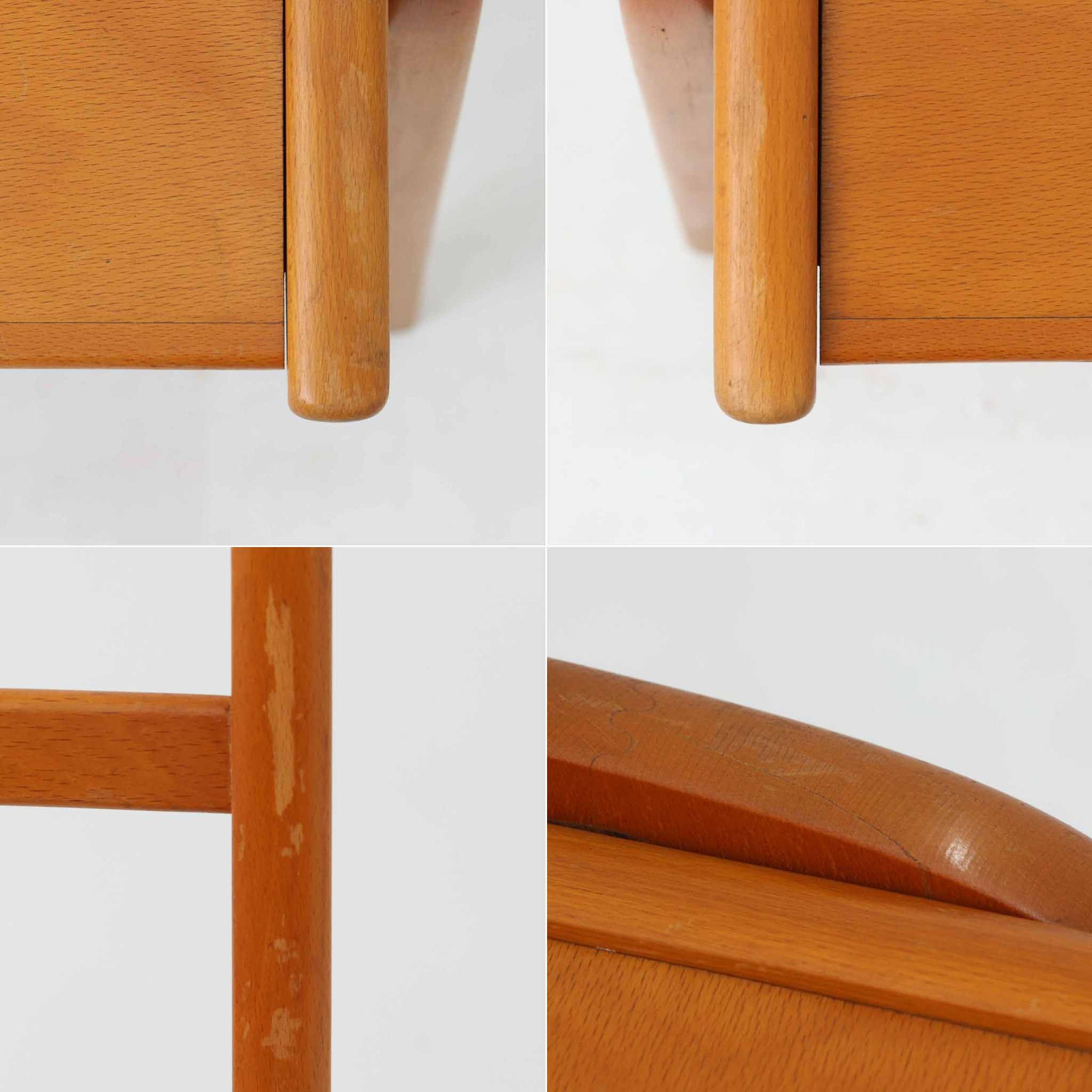 Henning Kjaernulfがデザインし、Soro Stolefabrikにより製造されたダイニングチェア。ビーチ材を用いた軽快なフォルムに、緩やかにカーブした背もたれと成形された座面を組み合わせ、快適な座り心地と美しい意匠を両立しています。スタッキング可能な実用性も備え、必要に応じて省スペースで収納できる点も魅力。北欧デザインらしい機能美と、ビンテージならではの味わい深い木の風合いを楽しめる一脚です。