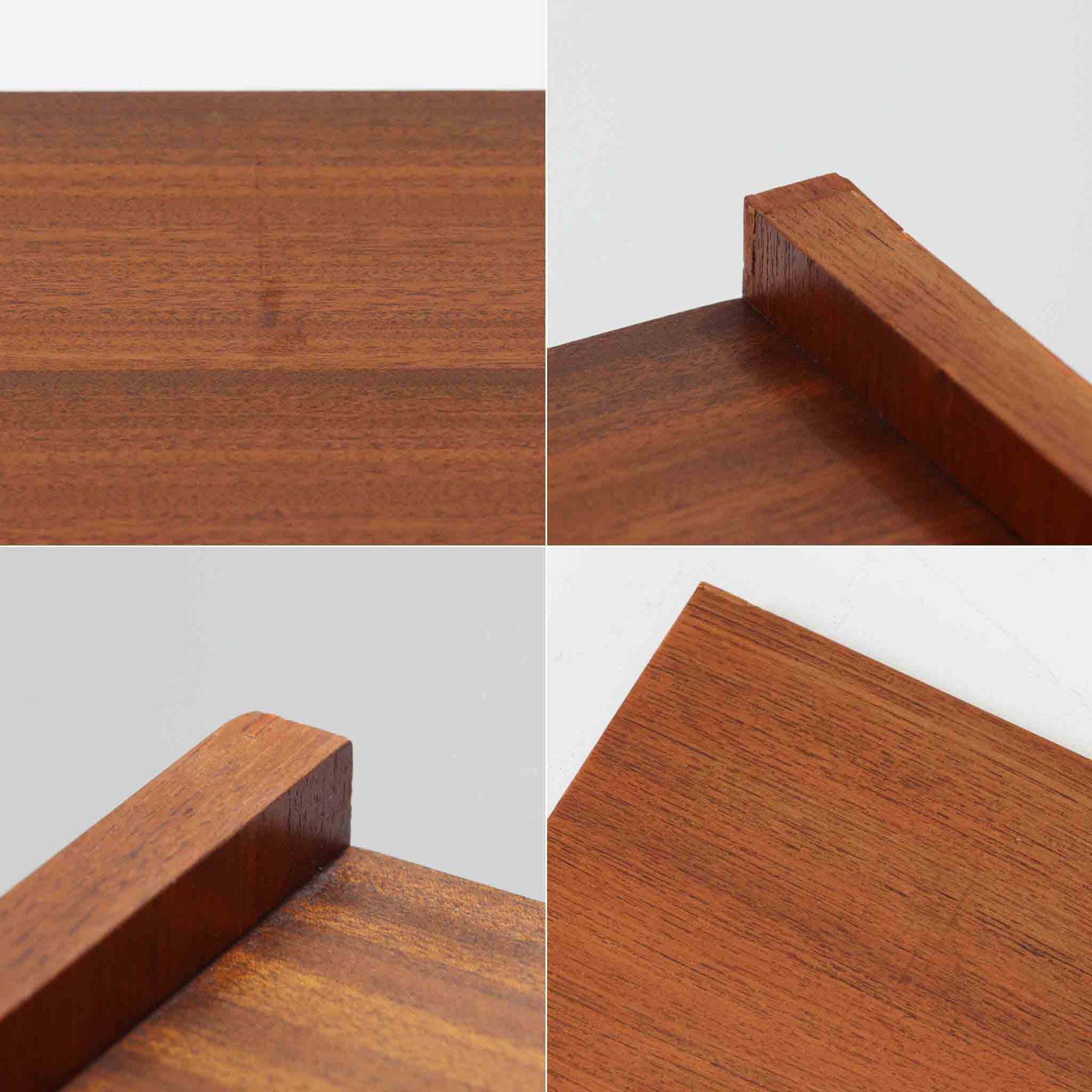 Johannes Sorthがデザインし、Bornholms Mobelfabrikで製作されたハイブックシェルフです。チーク材ならではの美しい木目と深みのある色合いが印象的で、高さ182cmの存在感あるフォルムながら、すっきりとした直線的なデザインが空間に上品に調和します。複数の棚板を備え、本やコレクション、オブジェのディスプレイ収納に最適です。脚付きの軽快なデザインは北欧家具らしい洗練を感じさせ、経年により増した味わいと職人の丁寧な造りがビンテージならではの魅力を引き立てる一台です。