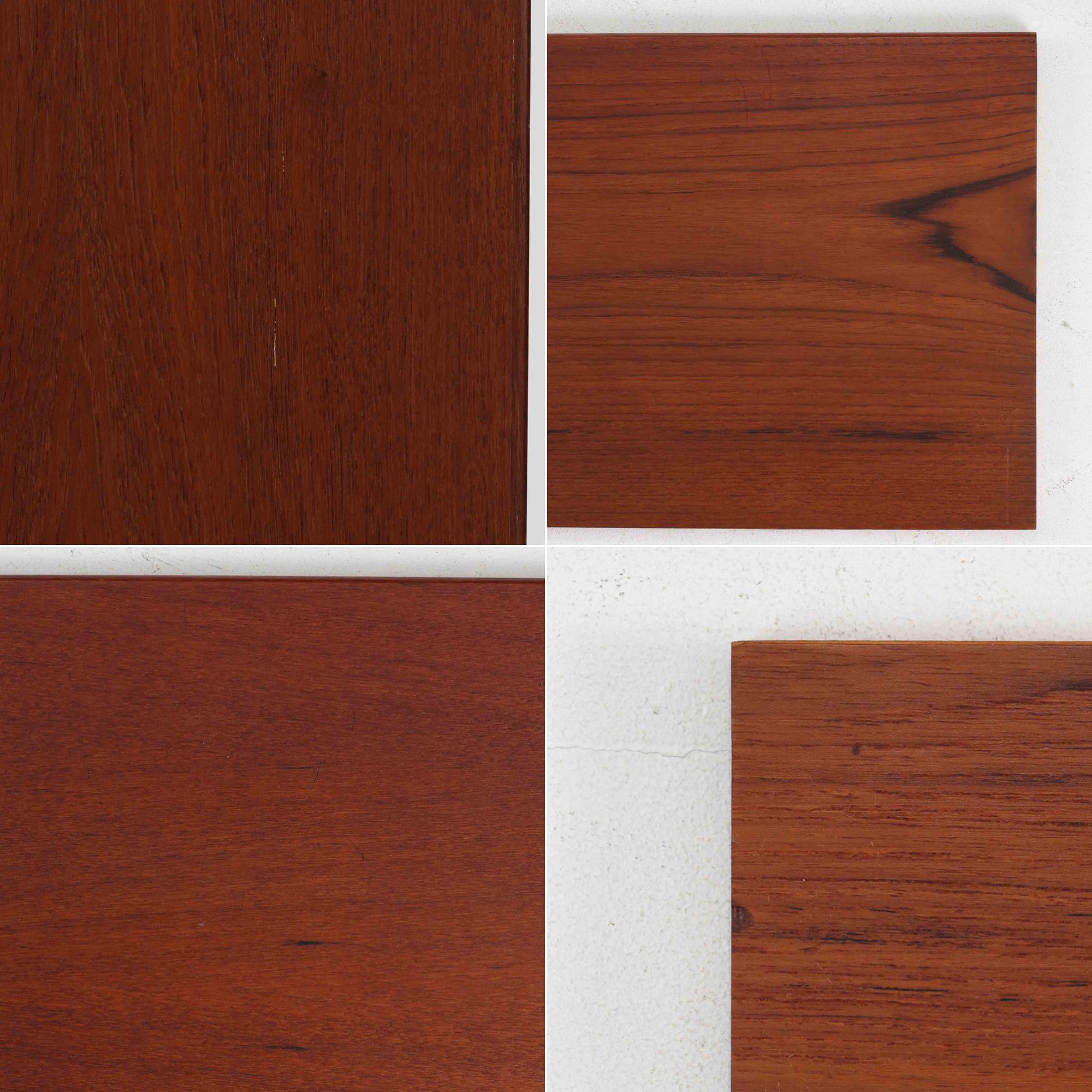 デンマークを代表するデザイナー、Borge Mogensen（ボーエ・モーエンセン）によるFDB社製のチーク材ブックシェルフです。無駄を削ぎ落とした直線的なフォルムと、シンプルで機能的なデザインがモーエンセンらしい魅力を感じさせます。棚板は高さ調整が可能で、収納するものに合わせて柔軟にレイアウトを変えることができます。チークの豊かな木目と深みのある色合いが上品な印象を与え、経年により増した艶や質感も味わい深い一点です。台輪部分までチーク材が使用された希少なタイプで、素材の統一感と高級感が際立ちます。リビングでの書籍収納はもちろん、オブジェや陶器を飾るディスプレイシェルフとしても活躍する北欧ビンテージ家具です。