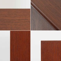 Borge Mogensenがデザインし、FDB Moblerにより製作されたModel 232のキャビネットです。チーク材の美しい木目を活かした端正な外観と、鍵がそのまま取っ手として機能するユニークな構造が特徴です。内部には引き出しと棚板が備えられ、位置調整や取り外しが可能なため用途に合わせて柔軟に収納できます。幅122cmの扱いやすいサイズで、リビングや書斎など様々な空間で活躍する、実用性と北欧デザインの魅力を兼ね備えたビンテージ家具です。