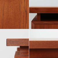 デンマーク製のビンテージ両袖デスクです。チーク材を使用した天板と本体は、美しい木目と温かみのある色合いが魅力で、北欧家具らしい上質な雰囲気を空間にもたらします。左右に備えられた引き出し収納は書類や小物を整理しやすく、作業スペースをすっきり保てる実用的な設計。背面も美しく仕上げられており、空間の中央に配置しても映えるデザインです。細身の脚部が軽やかな印象を与え、書斎やワークスペースに落ち着いたビンテージの存在感を添える一台です。