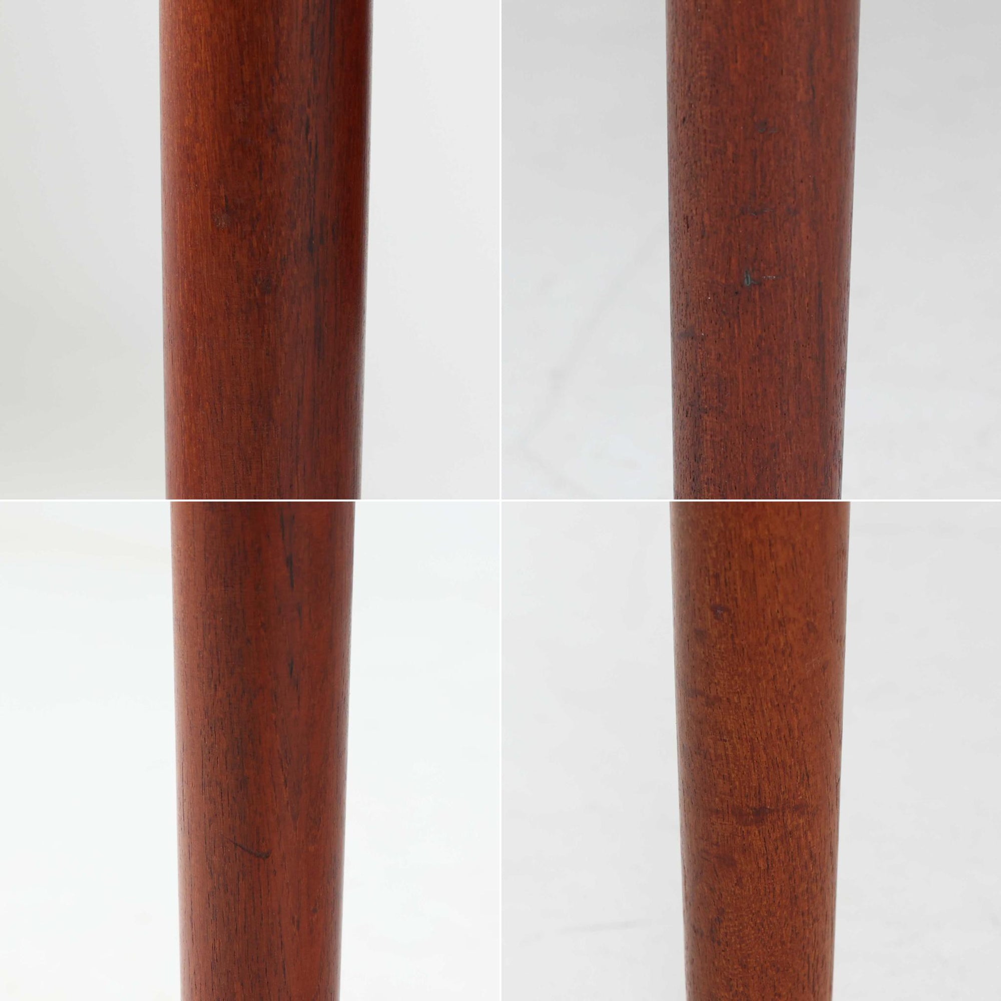 Soborg Mobler社製、Borge Mogensen（ボーエ・モーエンセン）デザインの片袖デスクで、直線的で端正な佇まいと丸脚の柔らかなラインが上品なバランスを生み、深みのあるチーク材が空間に落ち着いた雰囲気を与えます。右側には3段の引き出しが配置され、文具や書類、小物の整理に使いやすく、ワークデスクや書斎机としてはもちろん、ショップのカウンターテーブルとしても相性が良く幅広いシーンで活躍します。北欧ビンテージらしい温かみと実用性を備え、経年による風合いを楽しみながら長くご使用いただける一品です。