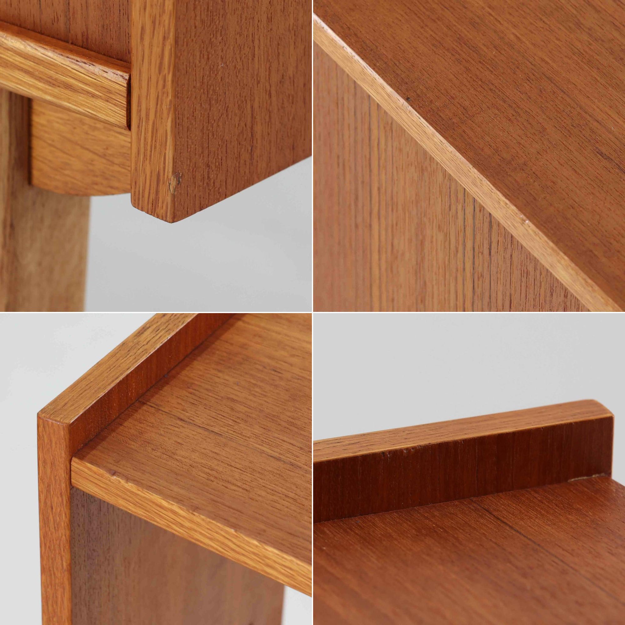 スウェーデン製のこちらのオープンシェルフは、チーク材の温かな木目とオーク材の脚部を組み合わせた軽やかな佇まいが魅力で、上段の棚板と下段のスライド扉収納を備えた実用性の高い構成が特徴の北欧ビンテージ家具です。丸い掘り込み取手や細身のフレームなど繊細なディテールが空間を柔らかく彩り、本や雑貨、食器などを美しく見せながら整頓でき、経年で深まった木肌の風合いがインテリアに落ち着きと温もりを与える一台です。