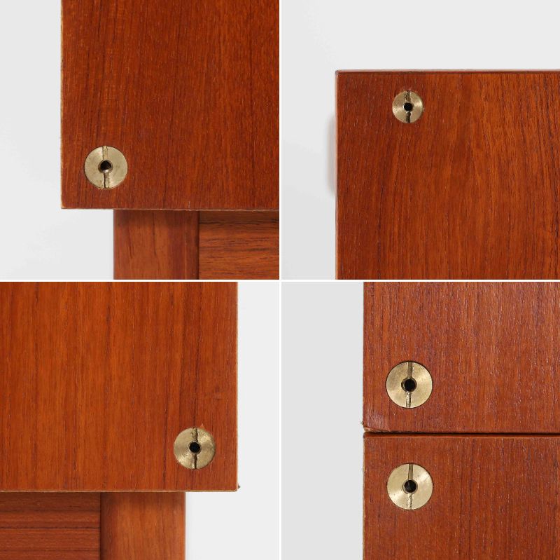 B. Fridhagenがデザインし、Bodaforsが製作したディスプレイシェルフです。チーク材ならではの美しい木目と経年で深みを増した艶やかな色合いが魅力で、上部のオープン棚と下部の引き戸収納を組み合わせた実用性の高い構成が北欧らしい機能美を感じさせます。幅90cmのすっきりとしたサイズは、書籍やオブジェ、器のディスプレイはもちろん、リビングや書斎での見せる収納と隠す収納を両立。細身の脚部が軽やかな印象を添え、Bodaforsらしい丁寧な木工技術とビンテージならではの希少性が空間に上質な存在感をもたらします。