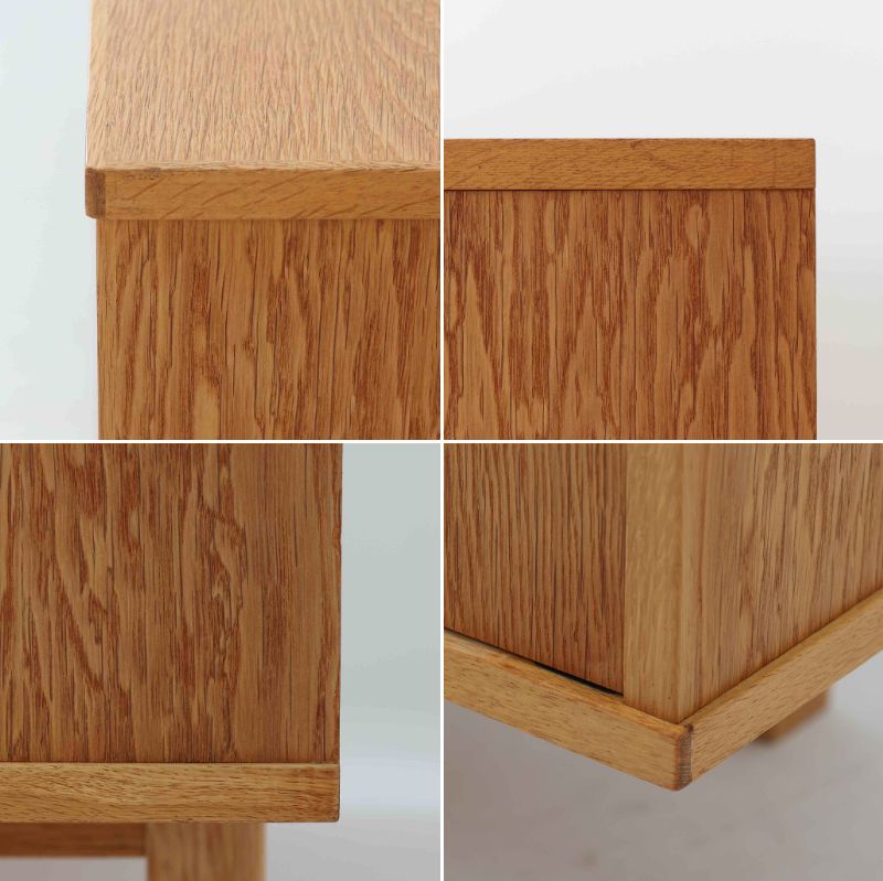 スウェーデン製収納キャビネットです。オーク材ならではの美しい木目と明るく上品な色合いが空間に軽やかな温もりを添え、幅180cmのワイドなサイズが高い収納力を実現します。中央の5段引き出しに加え、左右の扉内には棚板を備え、書類やカトラリー、リビング小物まで用途に応じて整理しやすい実用的な構成。細身の脚部が全体に抜け感を与え、北欧らしいミニマルで端正な佇まいが魅力です。リビングのサイドボードやダイニングでの収納家具としてはもちろん、ショップ什器としても映える、ビンテージならではの希少性と丁寧な木工技術を感じられる一台です。