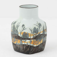 ロイヤルコペンハーゲンの名作「Baca（バッカ）」シリーズは、ニルス・トーソンやヨハンナ・ガーバー、エレン・マルマーなど複数のデザイナーによって1965年〜1990年代にかけ製造されたヴィンテージファイアンスの傑作。大胆なテクスチャーとシルクスクリーンプリントを組み合わせた意匠が特徴です。