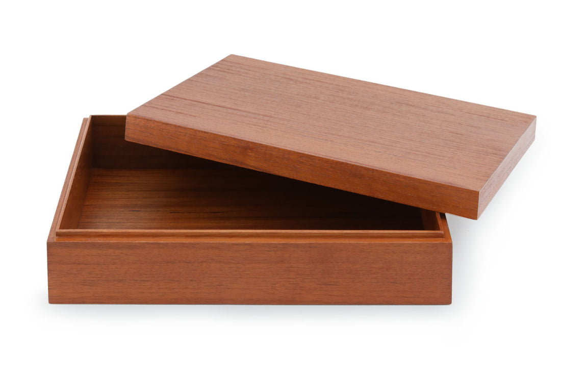 チーク材天然木のシンプルな箱/お道具箱　A4サイズ