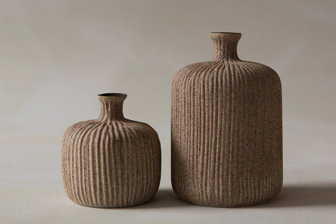 フラワーベース/一輪挿し　BOTTLE　サンドミディアムストライプ　高さ7cm